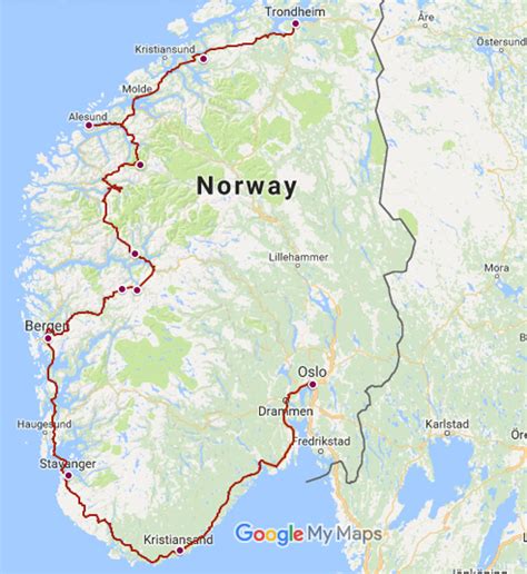 norway scenic routes map google maps